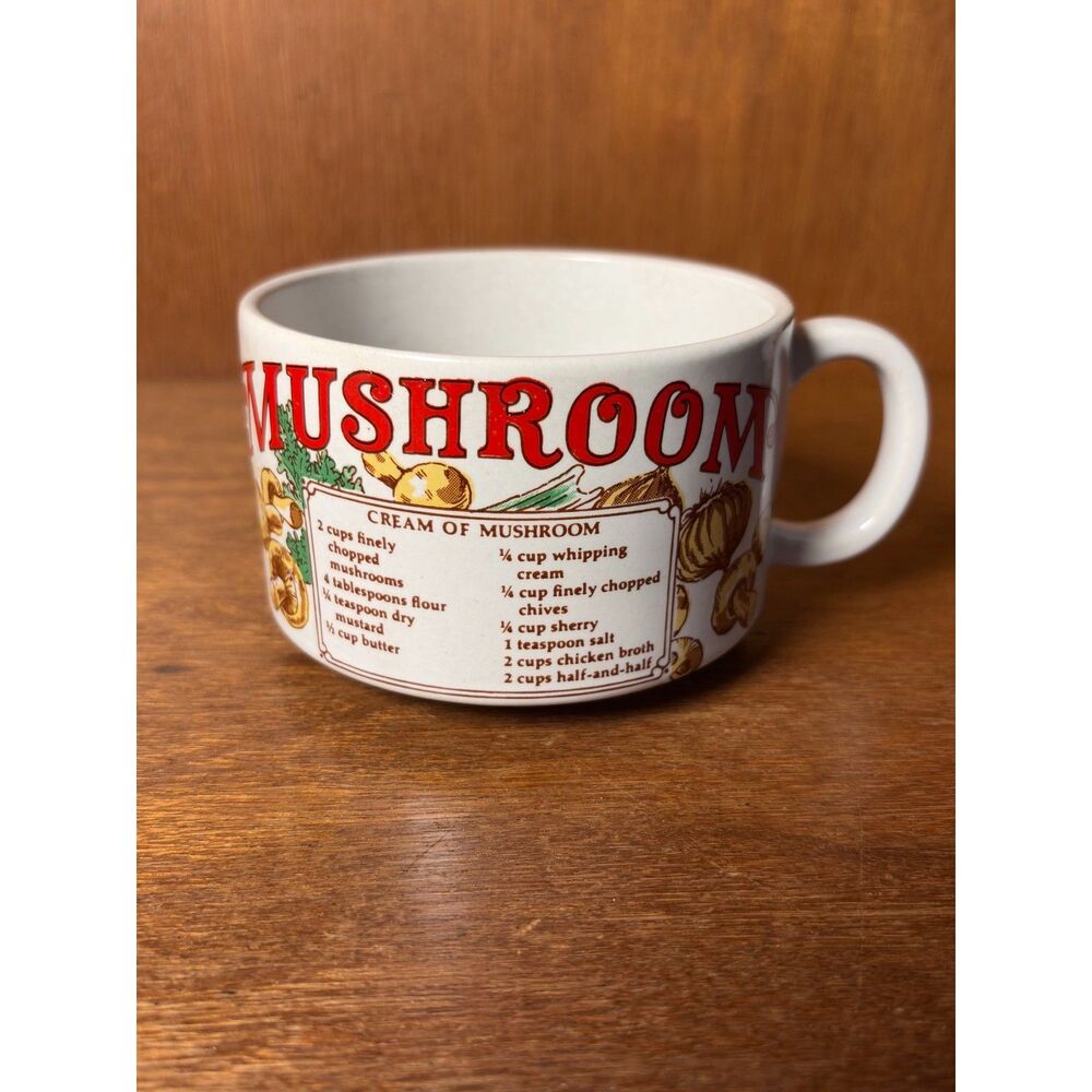 1970s VTG Recipe Soup Mugs Set of 4 French Onion Clam Chowder Split Pea Mushroom - Picture 9 of 15